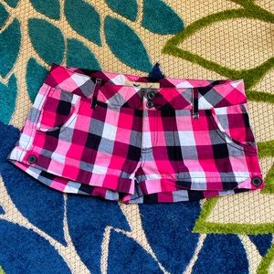 Wet Seal Pink and Black Plaid Shorts